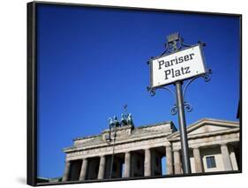 Street Sign and Brandenburg Gate, Berlin, Germany-Hans Peter Merten-Framed Photographic Print