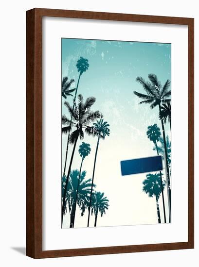 Street Sign and Palms-Lantern Press-Framed Art Print