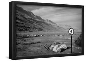 Street Sign Dead Sea Israel B/W-null-Framed Poster