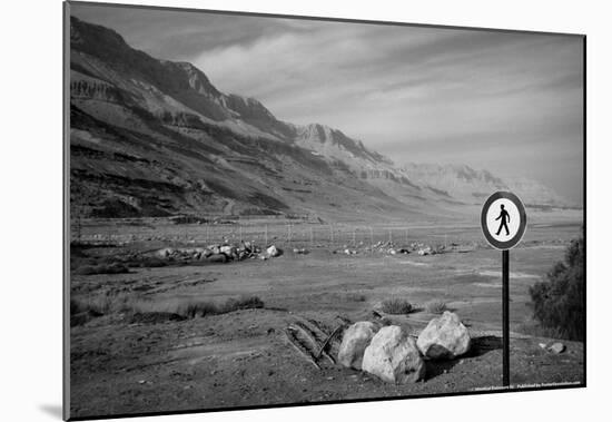 Street Sign Dead Sea Israel B/W-null-Mounted Poster