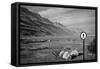 Street Sign Dead Sea Israel B/W-null-Framed Stretched Canvas