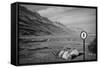 Street Sign Dead Sea Israel B/W-null-Framed Stretched Canvas