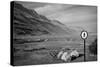 Street Sign Dead Sea Israel B/W-null-Stretched Canvas