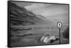 Street Sign Dead Sea Israel B/W-null-Framed Stretched Canvas