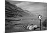 Street Sign Dead Sea Israel B/W-null-Mounted Photo