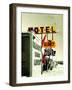 Street Sign for Hotel and Motel in America-Salvatore Elia-Framed Photographic Print