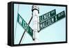 Street Sign in Harlem, New York City-Sabine Jacobs-Framed Stretched Canvas