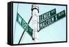 Street Sign in Harlem, New York City-Sabine Jacobs-Framed Stretched Canvas