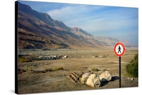 Street Sign on the Shore of the Dead Sea, Israel-null-Stretched Canvas