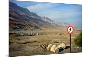 Street Sign on the Shore of the Dead Sea, Israel-null-Mounted Photo