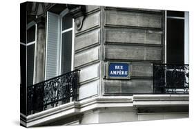 Street Sign, Rue Ampere, Paris, France-null-Stretched Canvas