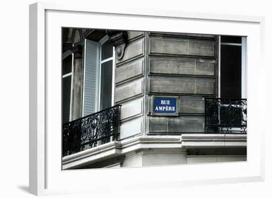 Street Sign, Rue Ampere, Paris, France-null-Framed Photographic Print