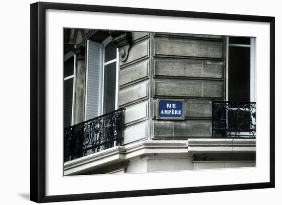 Street Sign, Rue Ampere, Paris, France-null-Framed Photographic Print