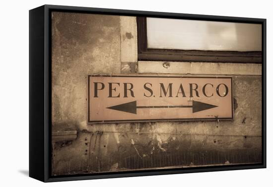 Street Sign, Venice, UNESCO World Heritage Site, Veneto, Italy, Europe-Amanda Hall-Framed Stretched Canvas