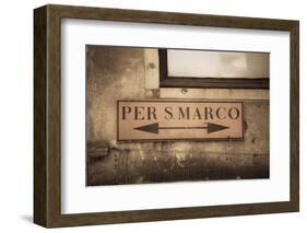 Street Sign, Venice, UNESCO World Heritage Site, Veneto, Italy, Europe-Amanda Hall-Framed Photographic Print