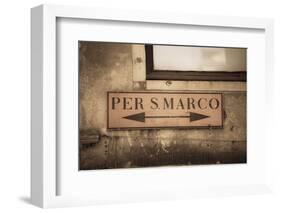 Street Sign, Venice, UNESCO World Heritage Site, Veneto, Italy, Europe-Amanda Hall-Framed Photographic Print