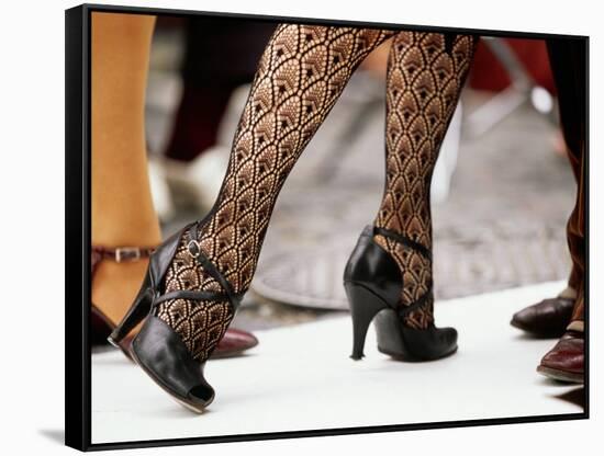 Street Tango Dancers' Legs in San Telmo, Buenos Aires, Argentina-Michael Taylor-Framed Stretched Canvas