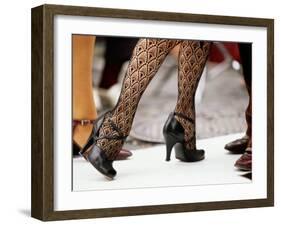 Street Tango Dancers' Legs in San Telmo, Buenos Aires, Argentina-Michael Taylor-Framed Premium Photographic Print