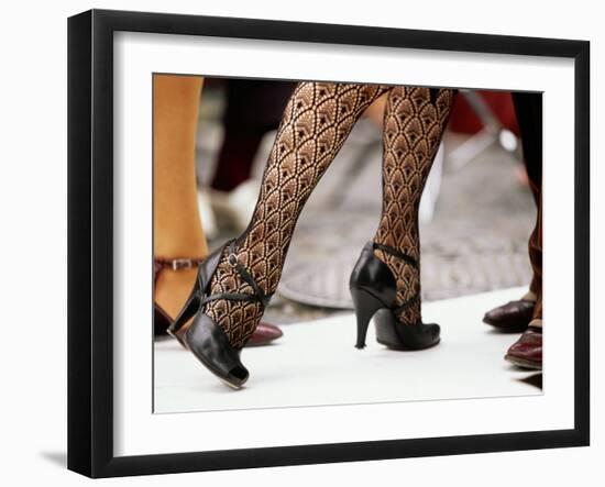 Street Tango Dancers' Legs in San Telmo, Buenos Aires, Argentina-Michael Taylor-Framed Premium Photographic Print