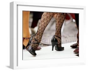 Street Tango Dancers' Legs in San Telmo, Buenos Aires, Argentina-Michael Taylor-Framed Premium Photographic Print