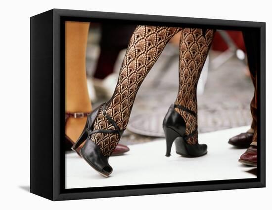 Street Tango Dancers' Legs in San Telmo, Buenos Aires, Argentina-Michael Taylor-Framed Stretched Canvas