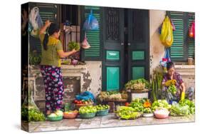Street Vegetable Seller, Hanoi, Vietnam-Peter Adams-Stretched Canvas