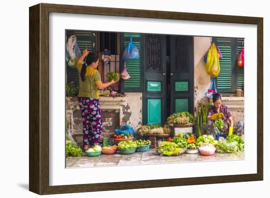 Street Vegetable Seller, Hanoi, Vietnam-Peter Adams-Framed Photographic Print