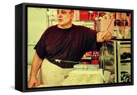 Street Vendor at a Market in Little Italy, New York City-Sabine Jacobs-Framed Stretched Canvas