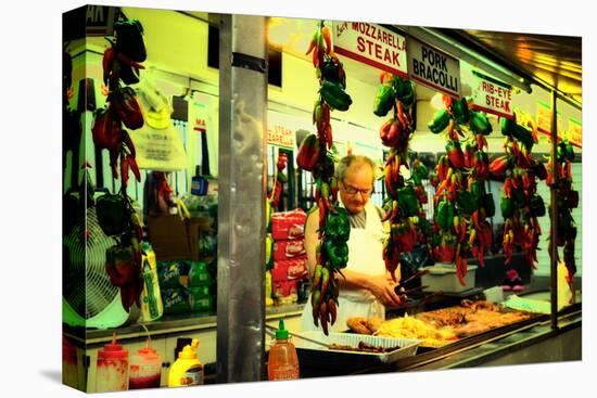 Street Vendor at a Market in Little Italy Selling Italian Specia-Sabine Jacobs-Stretched Canvas