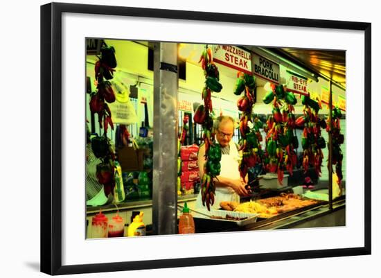 Street Vendor at a Market in Little Italy Selling Italian Specia-Sabine Jacobs-Framed Photographic Print