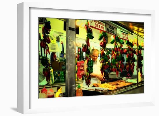 Street Vendor at a Market in Little Italy Selling Italian Specia-Sabine Jacobs-Framed Photographic Print