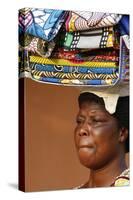 Street vendor selling African cloths, Lome, Togo-Godong-Stretched Canvas