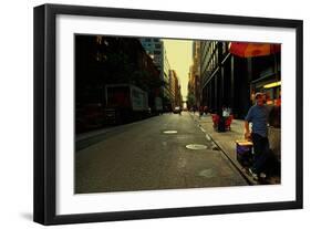 Street Vendor Selling Hot Dogs on Manhattan's East Side, New Yor-Sabine Jacobs-Framed Photographic Print