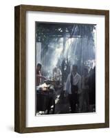 Street Vendors Selling Grilled Meat to Passers-By on Train Platform, Bangkok, Thailand-Richard Nebesky-Framed Photographic Print