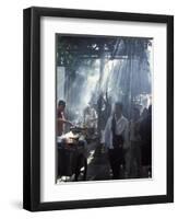 Street Vendors Selling Grilled Meat to Passers-By on Train Platform, Bangkok, Thailand-Richard Nebesky-Framed Photographic Print