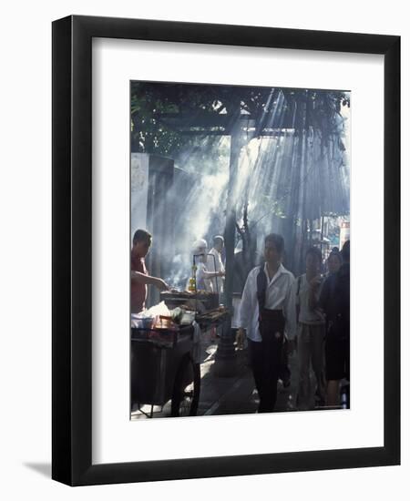 Street Vendors Selling Grilled Meat to Passers-By on Train Platform, Bangkok, Thailand-Richard Nebesky-Framed Photographic Print