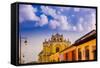 Street View in Antigua, Guatemala, Central America-Laura Grier-Framed Stretched Canvas