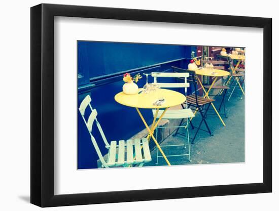 Street View of a Coffee Terrace with Tables and Chairs,Paris France-ilolab-Framed Photographic Print