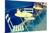 Street View of a Coffee Terrace with Tables and Chairs,Paris France-ilolab-Mounted Photographic Print