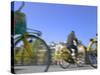 Street View of Bicycles on Pebble Road, Amsterdam, Netherlands-Keren Su-Stretched Canvas