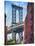 Street View of the  Manhattan Bridge Brooklyn Tower, New York City-George Oze-Stretched Canvas