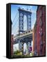 Street View of the  Manhattan Bridge Brooklyn Tower, New York City-George Oze-Framed Stretched Canvas