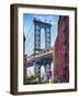 Street View of the  Manhattan Bridge Brooklyn Tower, New York City-George Oze-Framed Photographic Print