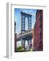 Street View of the  Manhattan Bridge Brooklyn Tower, New York City-George Oze-Framed Photographic Print