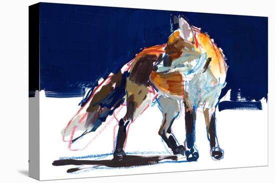 Street Walker, 2022, ( mixed media on paper)-Mark Adlington-Stretched Canvas