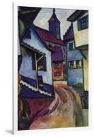 Street with a Church In Kinder-Auguste Macke-Framed Art Print