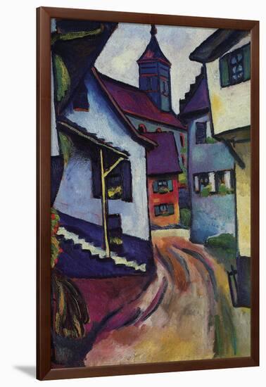 Street with a Church In Kinder-Auguste Macke-Framed Art Print