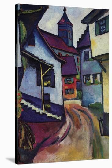 Street with a Church In Kinder-Auguste Macke-Stretched Canvas
