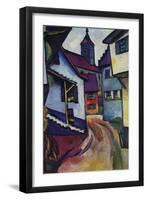 Street with a Church In Kinder-Auguste Macke-Framed Art Print