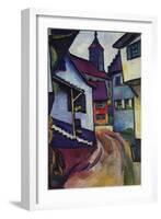 Street with a Church In Kinder-Auguste Macke-Framed Art Print